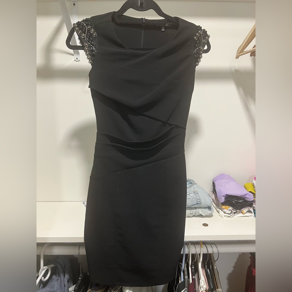 Elegant Black Dress with beautiful beaded sleeves